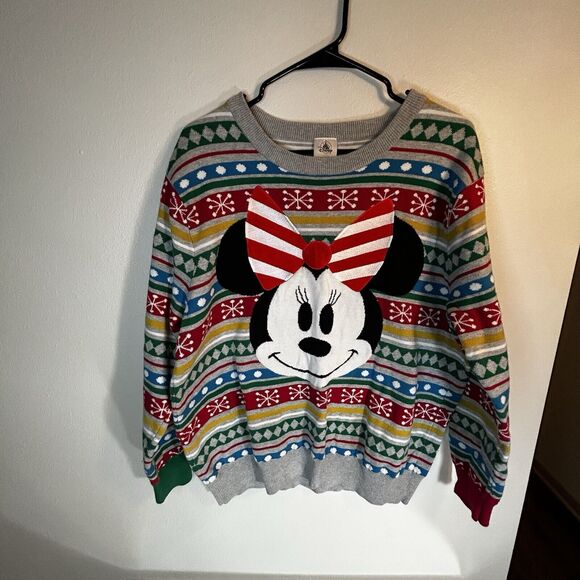Disney Minnie Mouse Christmas Holiday Sweater Women XL Colorful 2008 Mickey - Picture 3 of 7